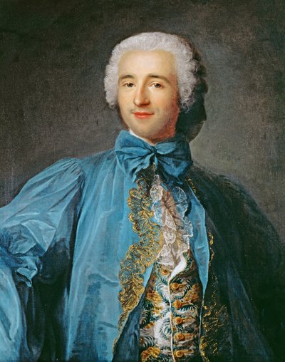 Portrait of a gentleman in a blue coat by Jean Marc Nattier